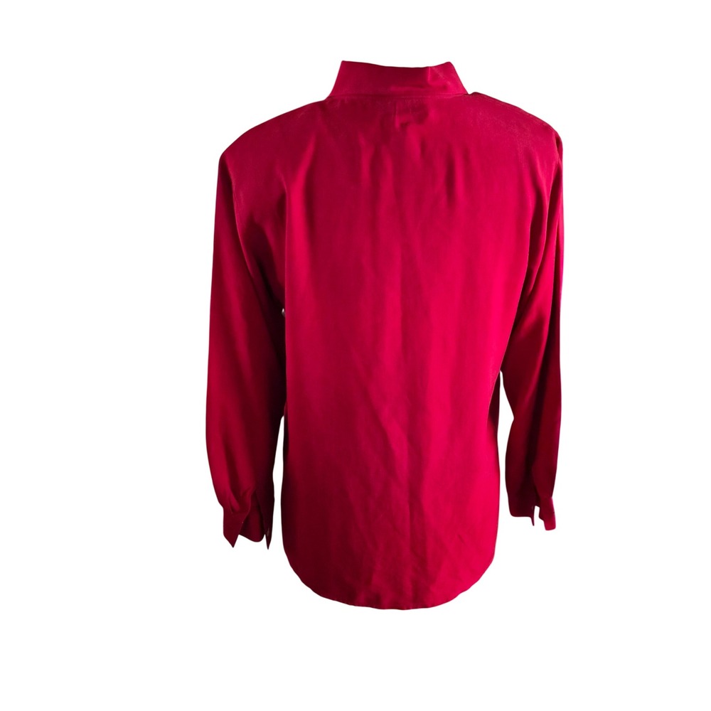 Petite Sophisticate Red 100% Silk Button Down Blouse Long Sleeve Shirt Size P - Picture 5 of 8